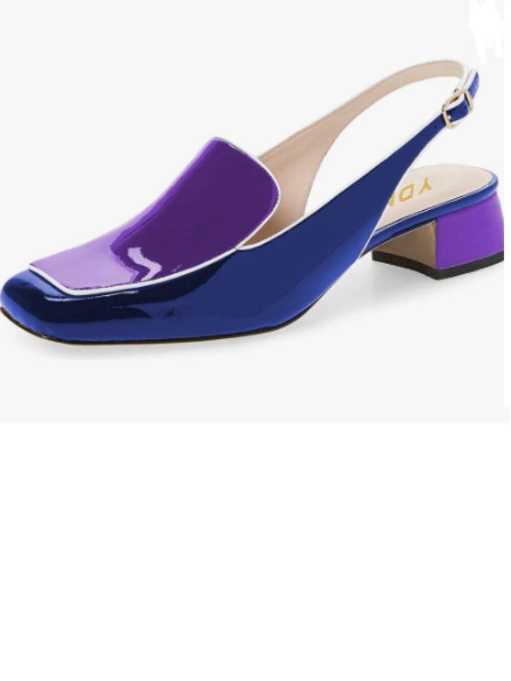 YDN Blue and Violet Patent Slingback Block Heel